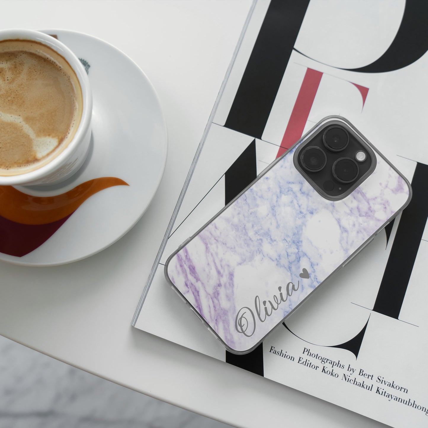 Custom Name Personalized Marble Print Case - Protective Phone Case for iPhone, Samsung Galaxy and Google Pixel