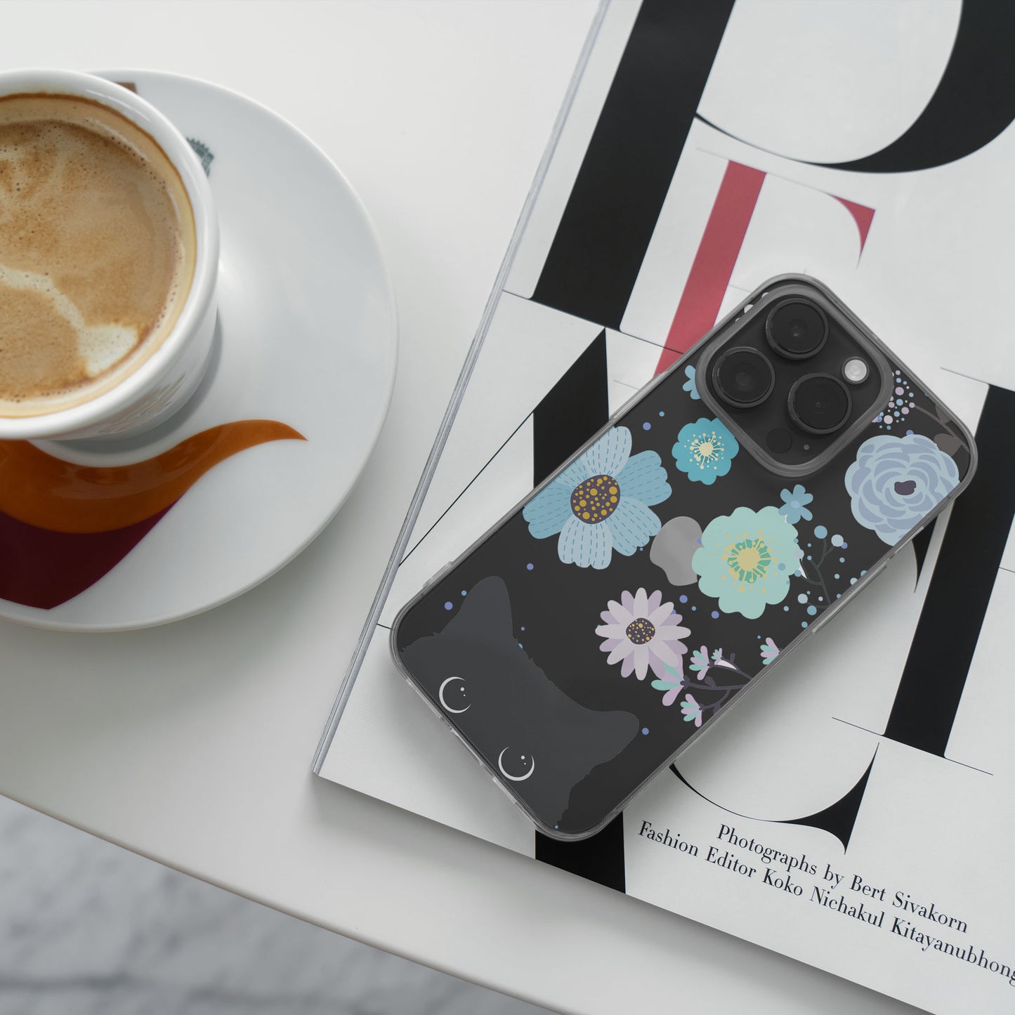 Black Cat & Flower - Phone Case for iPhone, Samsung Galaxy and Google Pixel