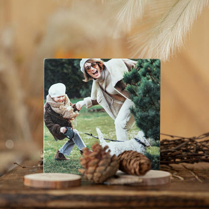 Custom Photo on Wood, Personalised Square Wooden Block