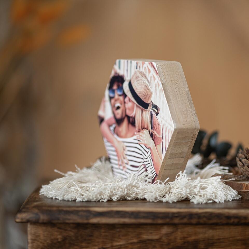 Personalised Photo on Wood Block - Hexagon