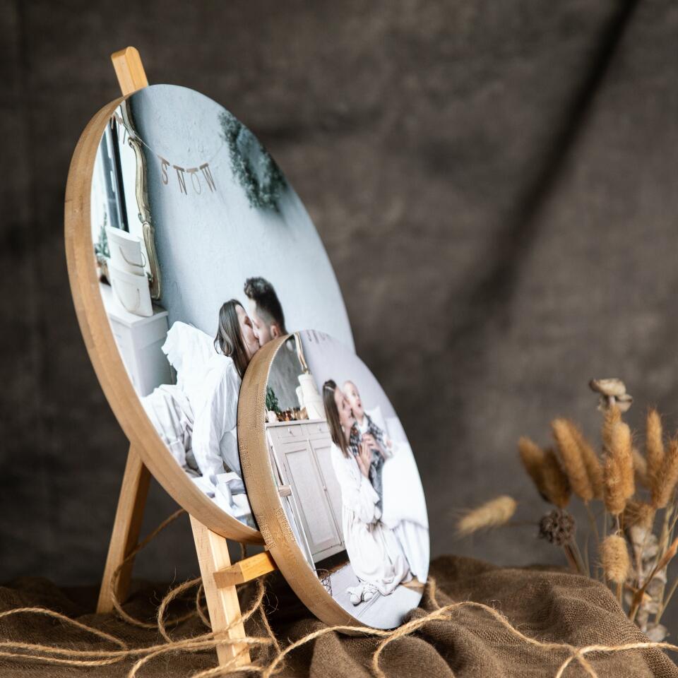 Custom Photo on Wood, Personalised Round Wooden Block