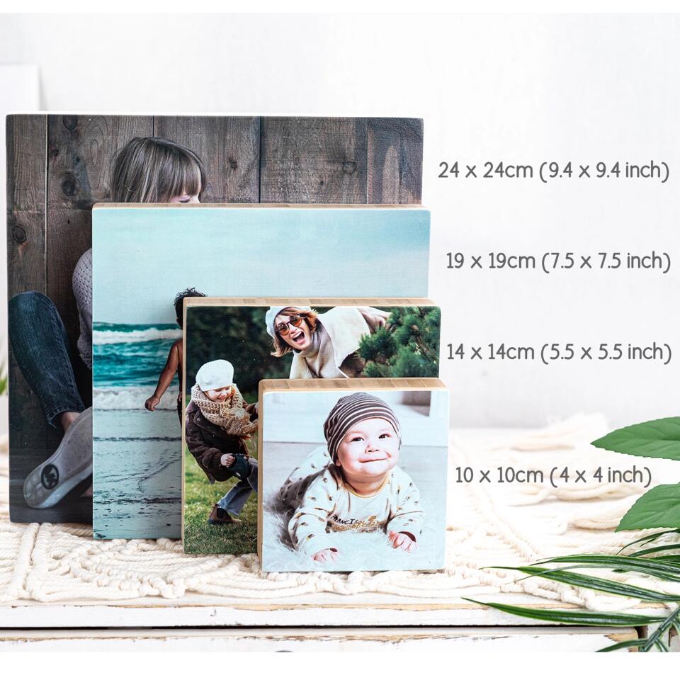 Custom Photo on Wood, Personalised Square Wooden Block