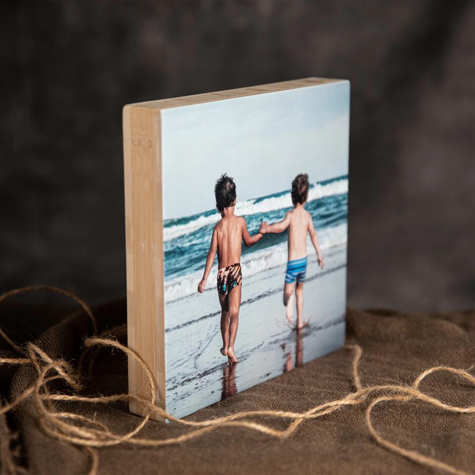 Custom Photo on Wood, Personalised Square Wooden Block