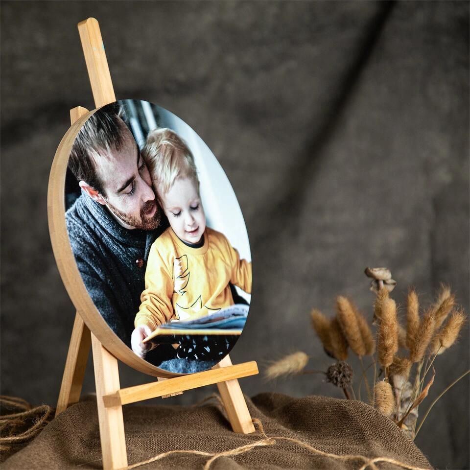 Custom Photo on Wood, Personalised Round Wooden Block