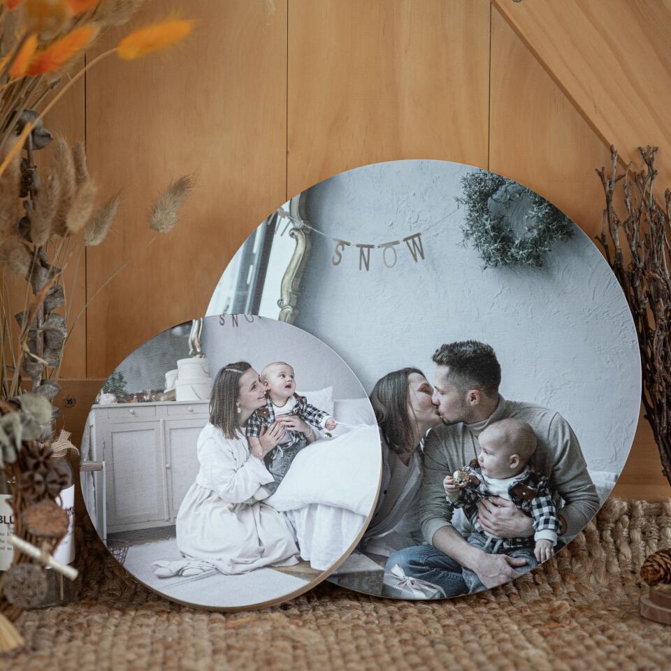 Custom Photo on Wood, Personalised Round Wooden Block