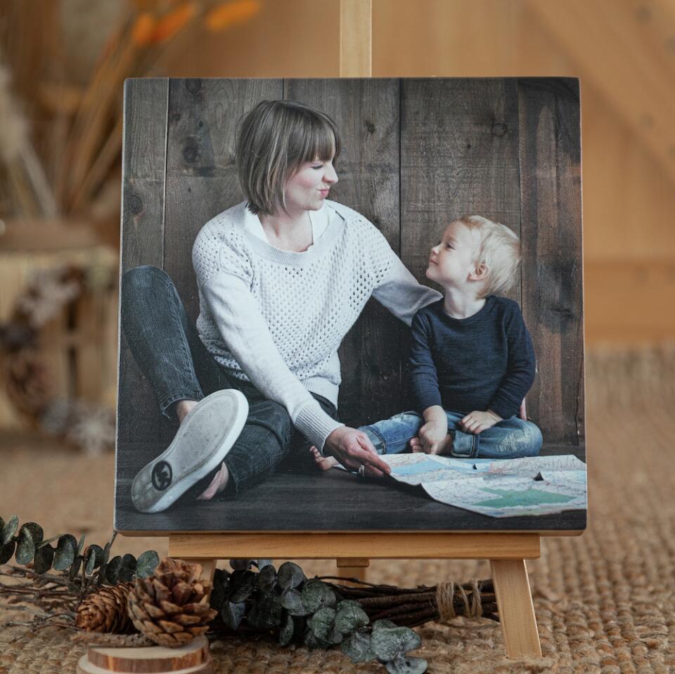 Custom Photo on Wood, Personalised Square Wooden Block