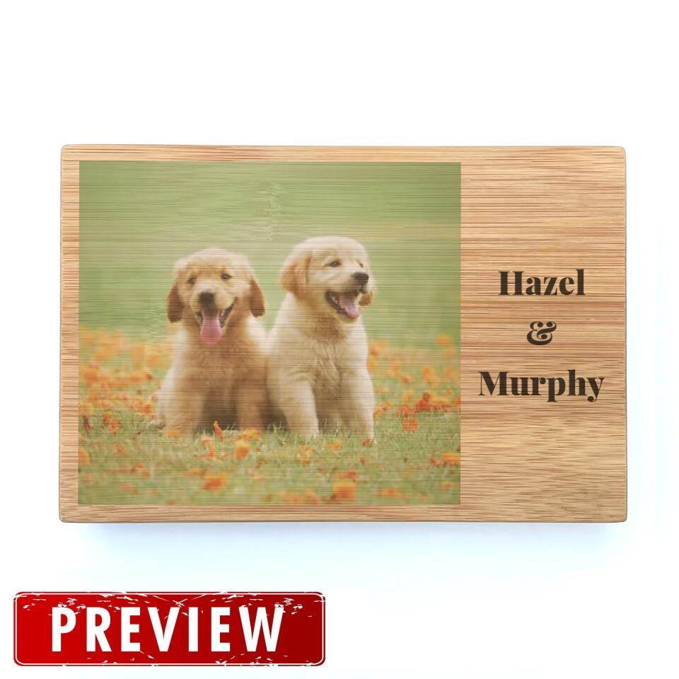 Custom Photo & Name on Rectangle Wood Block (Pure Wood Finish)