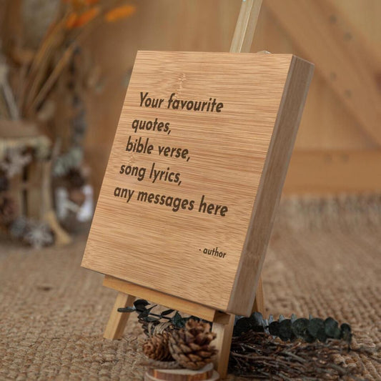 Custom Wood Signs, Personalised Quote Print on Wood Block - Square