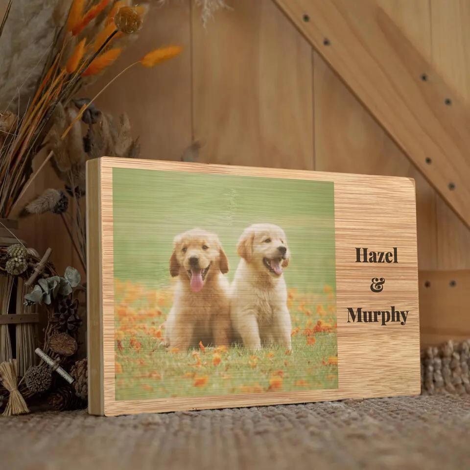 Custom Photo & Name on Rectangle Wood Block (Pure Wood Finish)