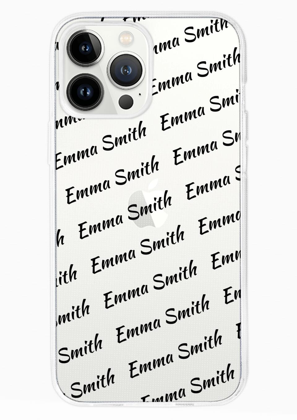 Custom Long Name Initials Clear Phone Case for iPhone, Samsung Galaxy and Google Pixel