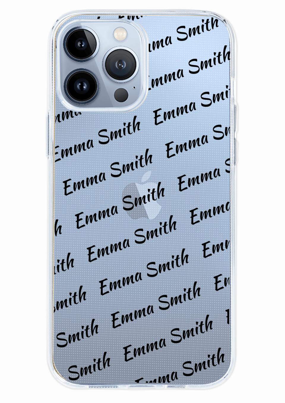 Custom Long Name Initials Clear Phone Case for iPhone, Samsung Galaxy and Google Pixel