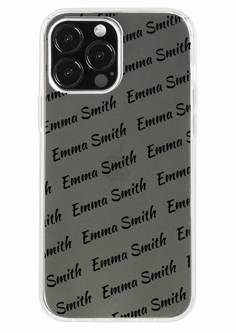 Custom Long Name Initials Clear Phone Case for iPhone, Samsung Galaxy and Google Pixel