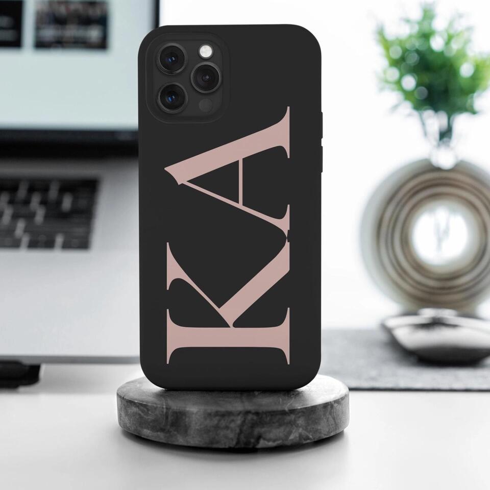 Custom Name Large Initial Silicone Phone Case for iPhone, Samsung Galaxy and Google Pixel