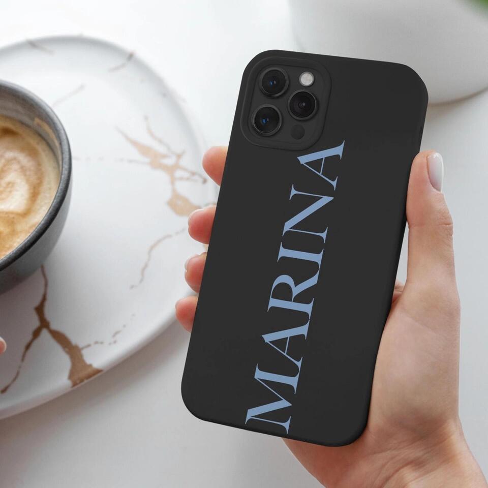 Custom Name Large Initial Silicone Phone Case for iPhone, Samsung Galaxy and Google Pixel