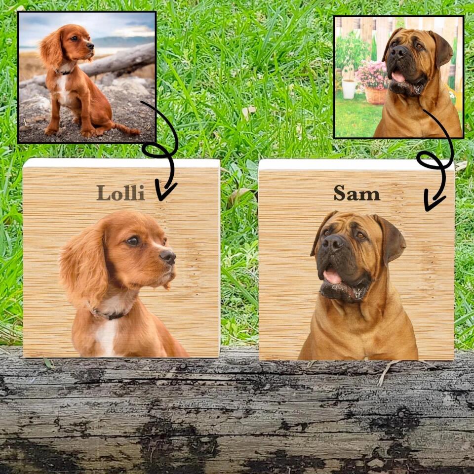 Pet Art with Background Removed - Square Wood Block (Pure Wood Finish)