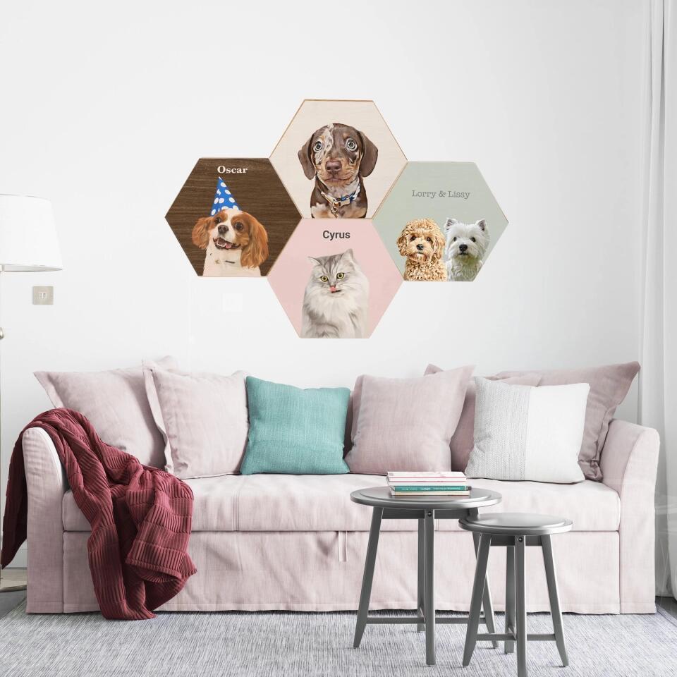 Personalised Photo on Hexagon Wood Block - Set of 4