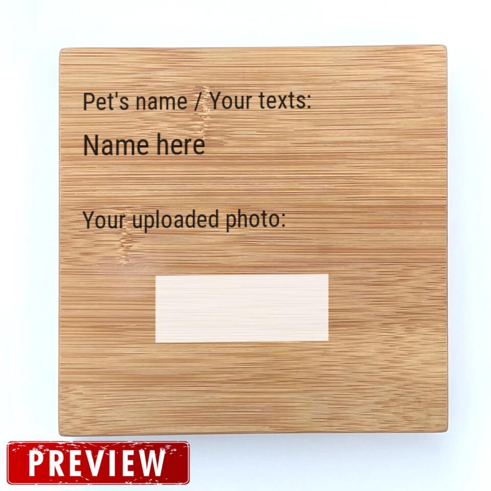 Pet Art with Background Removed - Square Wood Block (Pure Wood Finish)