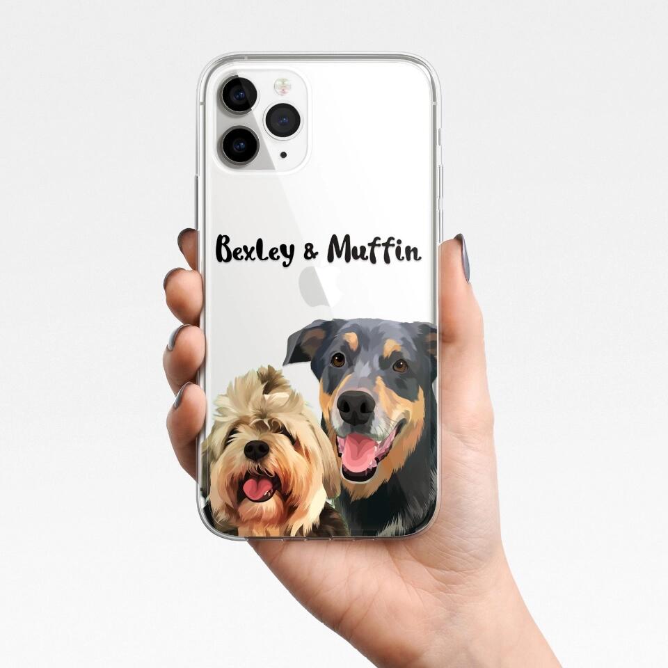 Draw Dogs or Any Pets Into Cartoon Portrait - Custom Art Pet Portrait Phone Case for iPhone, Samsung Galaxy and Google Pixel