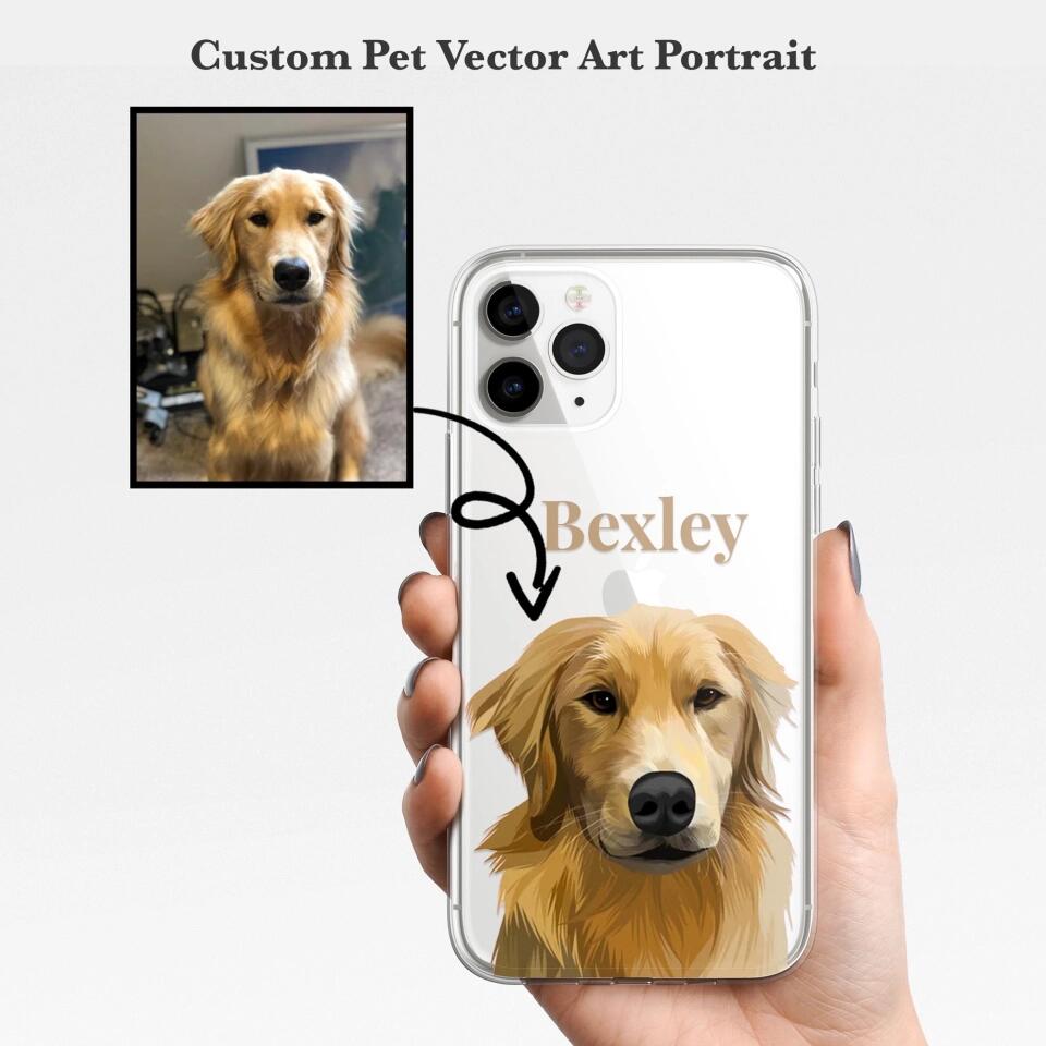 Draw Dogs or Any Pets Into Cartoon Portrait - Custom Art Pet Portrait Phone Case for iPhone, Samsung Galaxy and Google Pixel