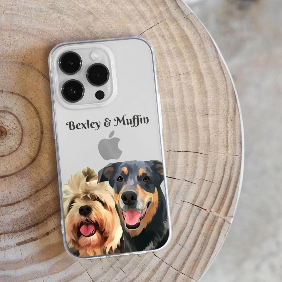 Draw Dogs or Any Pets Into Cartoon Portrait - Custom Art Pet Portrait Phone Case for iPhone, Samsung Galaxy and Google Pixel