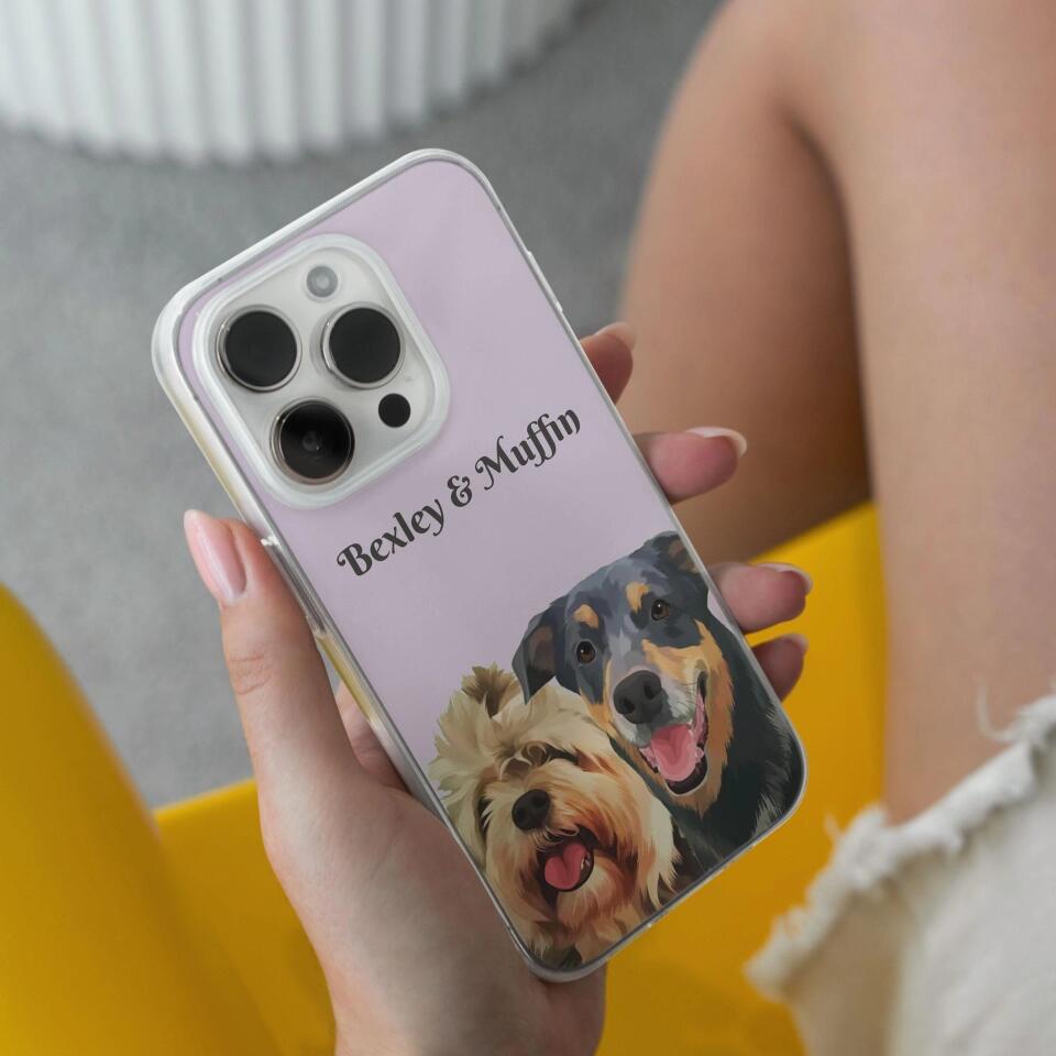 Draw Dogs or Any Pets Into Cartoon Portrait - Custom Art Pet Portrait Phone Case for iPhone, Samsung Galaxy and Google Pixel