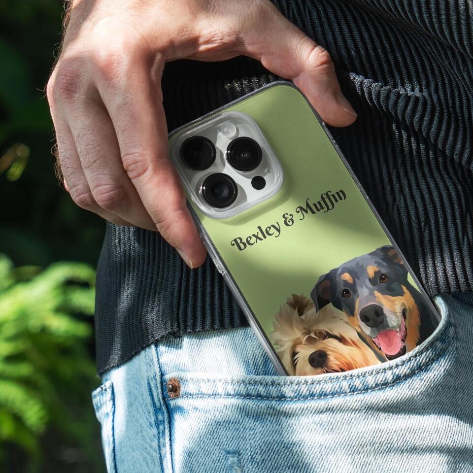 Draw Dogs or Any Pets Into Cartoon Portrait - Custom Art Pet Portrait Phone Case for iPhone, Samsung Galaxy and Google Pixel