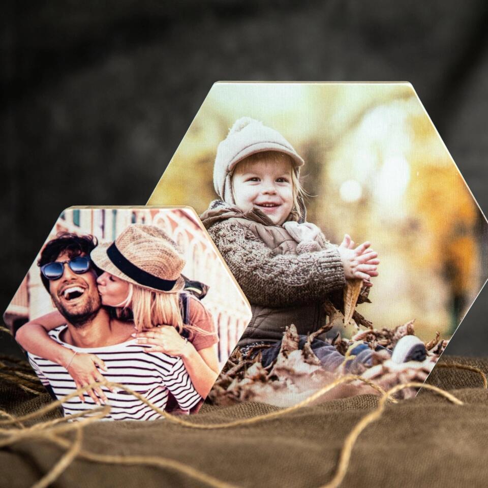 Personalised Photo on Wood Block - Hexagon