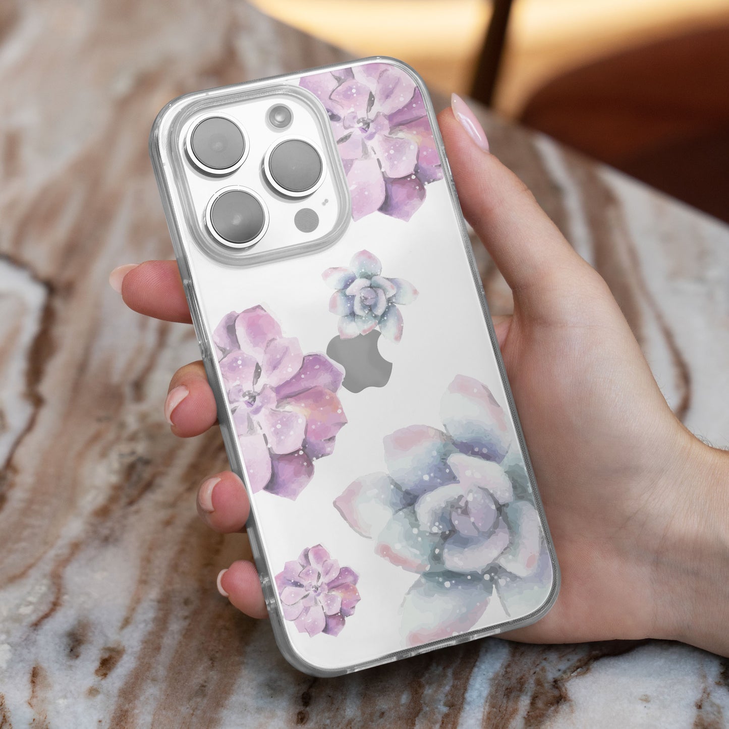 Watercolor Purple Flower - Clear Protective Mobile Phone Case for iPhone, Samsung Galaxy and Google Pixel