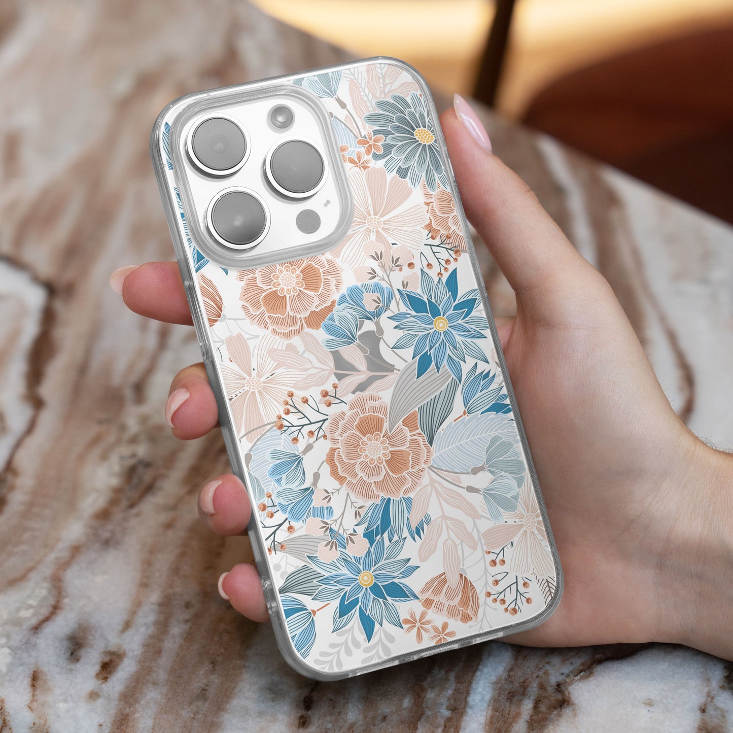 Vintage Floral - Clear Protective Mobile Phone Case for iPhone, Samsung Galaxy and Google Pixel