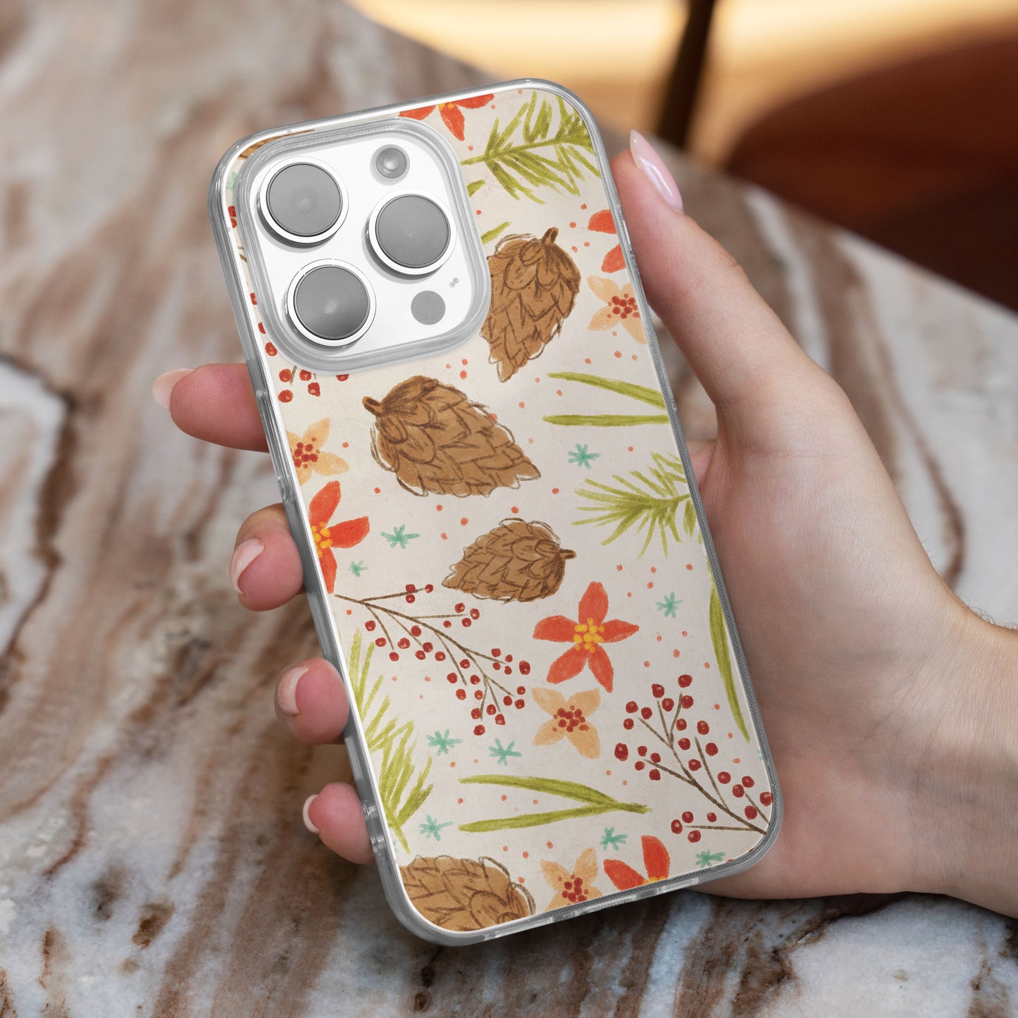 Pattern Pine Cone - TPU Phone Case for iPhone, Samsung Galaxy and Google Pixel