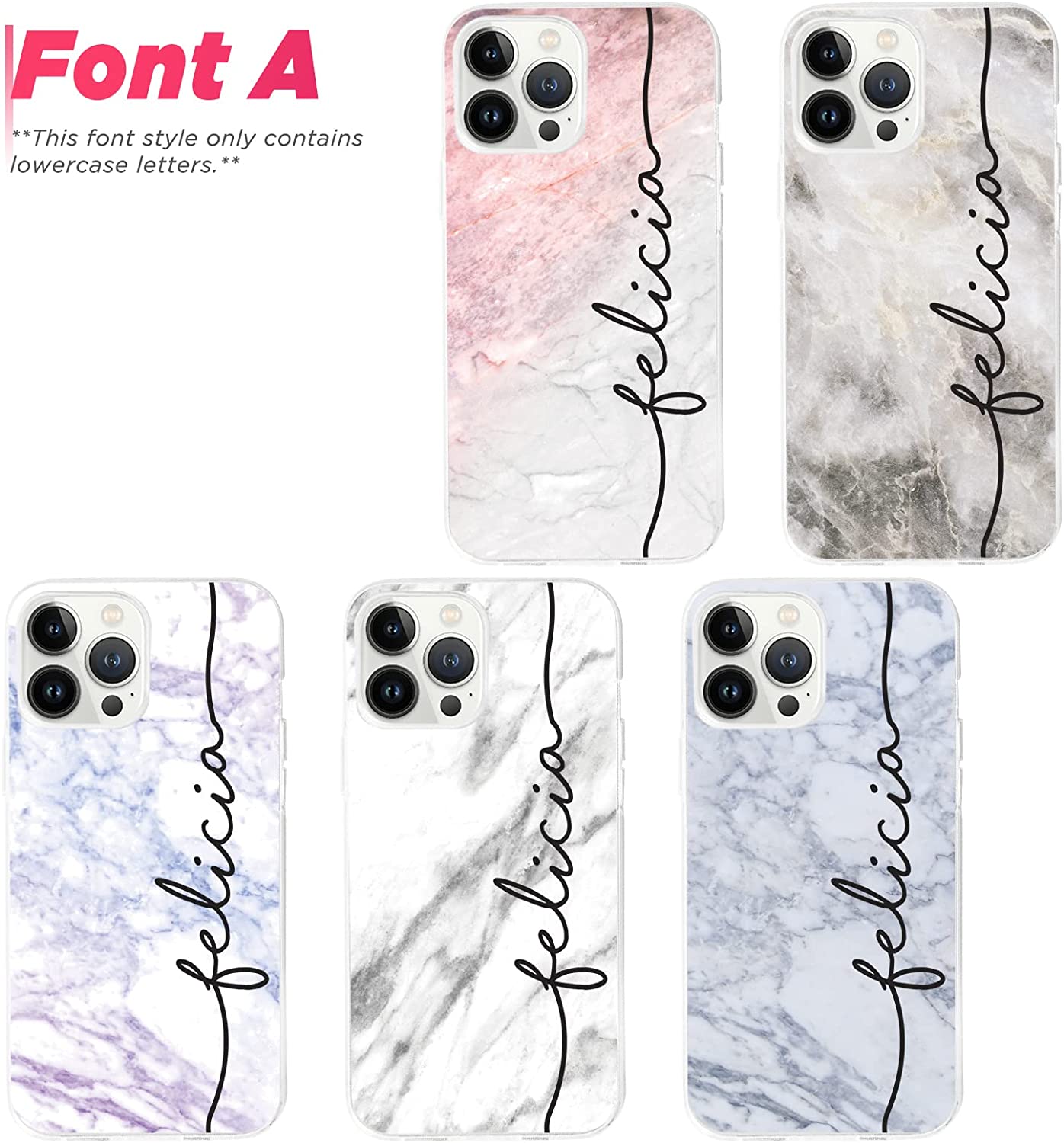 Custom Name Personalized Marble Print Case - Protective Phone Case for iPhone, Samsung Galaxy and Google Pixel