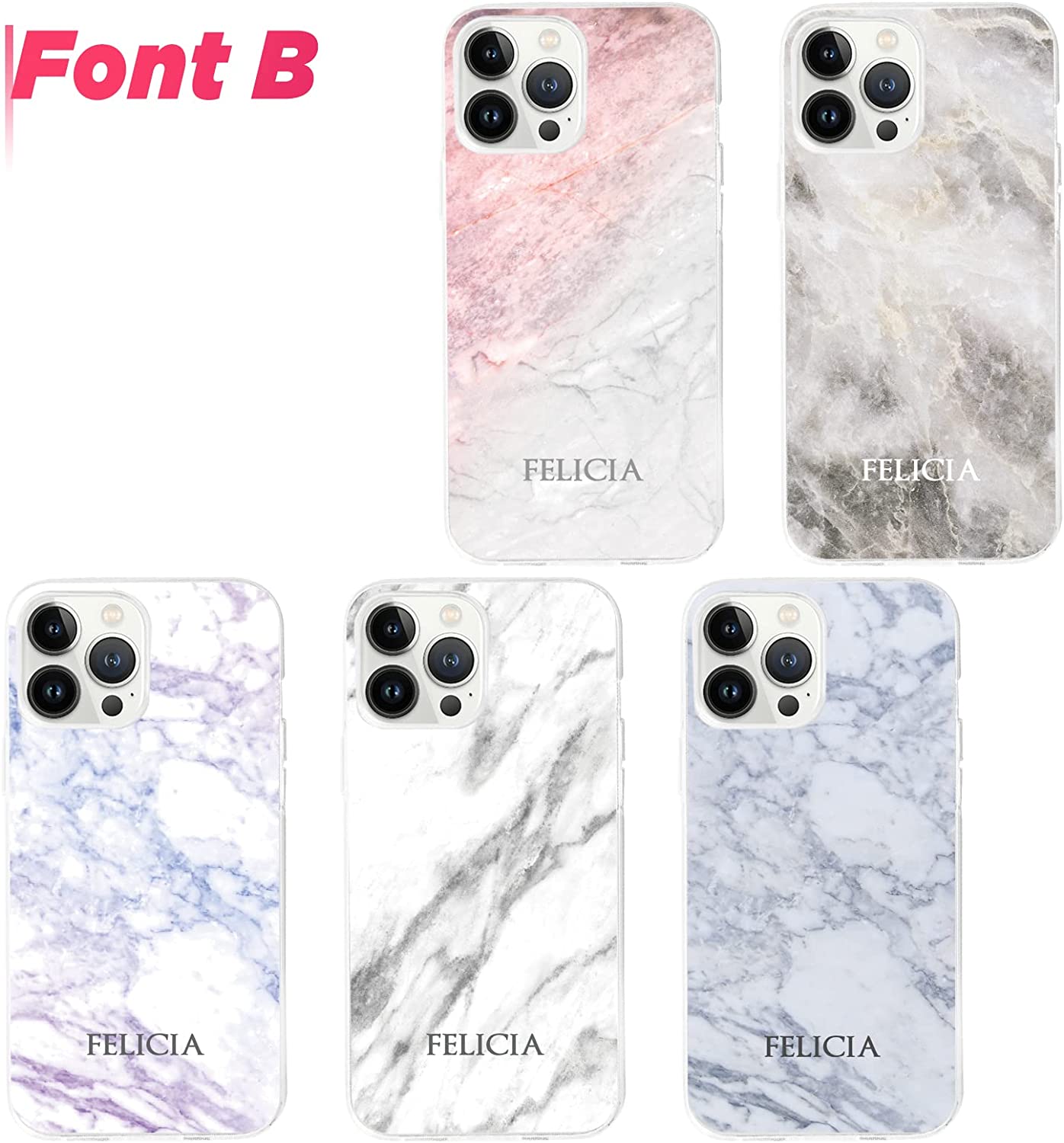 Custom Name Personalized Marble Print Case - Protective Phone Case for iPhone, Samsung Galaxy and Google Pixel